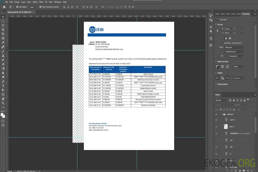 Déclaration de la Banque commune de développement du Laos (JDB) template